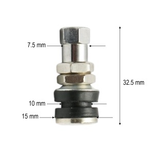 Valva roata tubeless metalica cromata 32.5mm VAMD161 32.5mm pentru motociclete, scutere si trotinete, DISWL15