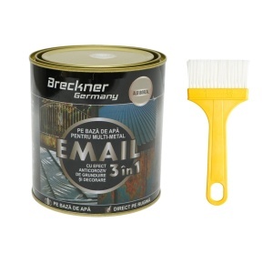 Vopsea email anticoroziva 3 in 1 pentru metal, direct pe rugina, pe baza de apa, alb boreal 750g Breckner Germany, BK00211
