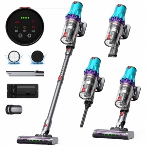 Aspirator vertical fara fir 300W, putere aspirare 35 kPa, baterie 2000mAh, recipient praf 800ml, 3 moduri de aspirare, ecran tactil LED, motor brushless, perie iluminata LED, BK00492