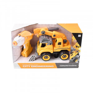 Autospeciala macara cu telecomanda, jucarie de constructie care se monteaza DIY, Cod: DISCR02, Double E - Img 3
