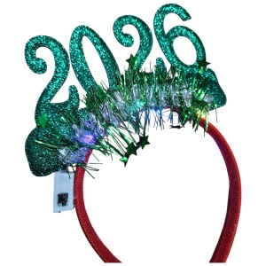 Bentiță An Nou 2026 cu Lumină LED Multicoloră – 22 cm, model festiv - verde - Img 3