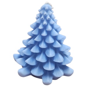 Brăduț decorativ cu lumină LED alb cald – 8 cm, culori pastel - albastru