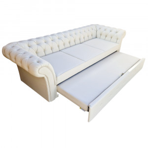Canapea Extensibila Chesterfield, 250x100x75cm, 3 locuri, Cayenne 1112 Cream, Glasspandoor - Img 6
