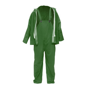 Costum impermeabil M cu gluga si salopeta din poliester si PVC, verde,Cod: BK77436, Breckner Germany - Img 4