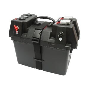 Cutie baterie auto 12V cu voltmetru DC 6-36V, intrerupator cirucit 16A, priza bricheta, afisaj LCD, 2xUSB 340x195x200mm, DISTP70