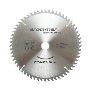 Disc circular vidia pentru lemn 250x30mm, 60 dinti, turatie maxima 6000rpm Breckner Germany, BRECKNER GERMANY, BK87066