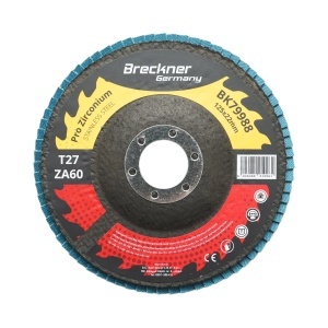 Disc lamelar abraziv cu zirconiu 125x22mm T27 ZA60 pentru slefuire, polizare metal si inox Breckner Germany, BRECKNER GERMANY, BK79988