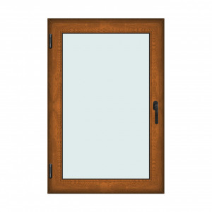 Fereastra 100x150cm, 1 canat, maro, stejar auriu, stanga si rabatare, Klass, 7cm, 6 camere, 2 garnituri