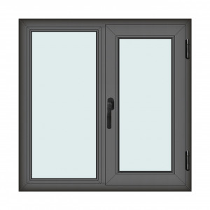 Fereastra 110x110cm, 2 canate, antracit, dreapta si rabatare, Klass, 7cm, 6 camere, 2 garnituri - Img 1