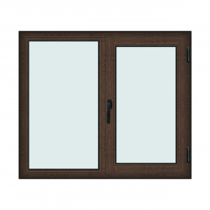 Fereastra 140x120cm, 2 canate, wenge (tabac), dreapta si rabatare, Klass, 7cm, 6 camere, 2 garnituri - Img 1