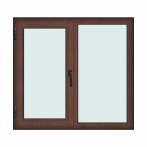 Fereastra 140x130cm, 2 canate, maro, nuc, stanga si rabatare, Klass, 7cm, 6 camere, 2 garnituri