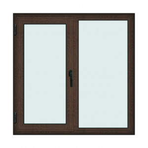 Fereastra 140x140cm, 2 canate, wenge (tabac), stanga si rabatare, Klass, 7cm, 6 camere, 2 garnituri - Img 1