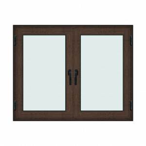Fereastra 150x120cm, 2 canate, wenge (tabac), 2 deschideri si rabatare, cu montant fix, Klass, 7cm, 6 camere, 2 garnituri