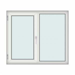 Fereastra 150x130cm, 2 canate, alb, stanga si rabatare, Klass, 7cm, 6 camere, 2 garnituri