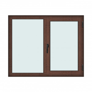Fereastra 160x130cm, 2 canate, maro, nuc, dreapta si rabatare, Klass, 7cm, 6 camere, 2 garnituri