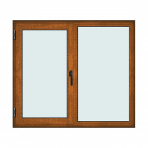 Fereastra 160x140cm, 2 canate, maro, stejar auriu, stanga si rabatare, Klass, 7cm, 6 camere, 2 garnituri