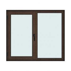 Fereastra 160x140cm, 2 canate, wenge (tabac), stanga si rabatare, Klass, 7cm, 6 camere, 2 garnituri