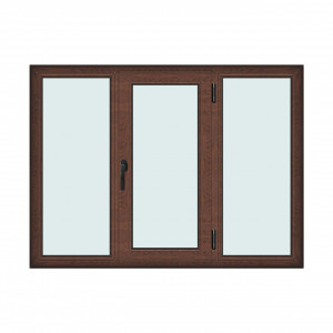 Fereastra 175x130cm, 3 canate, maro, nuc, dreapta si rabatare, Klass, 7cm, 6 camere, 2 garnituri - Img 1