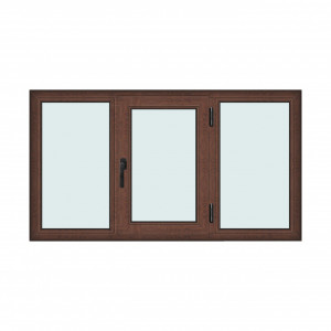 Fereastra 180x100cm, 3 canate, maro, nuc, dreapta si rabatare, Klass, 7cm, 6 camere, 2 garnituri - Img 1
