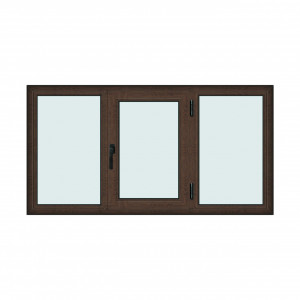 Fereastra 190x100cm, 3 canate, wenge (tabac), dreapta si rabatare, Klass, 7cm, 6 camere, 2 garnituri