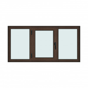 Fereastra 200x100cm, 3 canate, wenge (tabac), stanga si rabatare, Klass, 7cm, 6 camere, 2 garnituri - Img 1