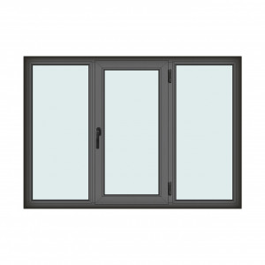 Fereastra 200x140cm, 3 canate, antracit, dreapta si rabatare, Klass, 7cm, 6 camere, 2 garnituri - Img 1