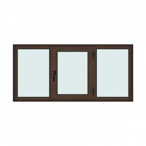 Fereastra 210x100cm, 3 canate, wenge (tabac), dreapta si rabatare, Klass, 7cm, 6 camere, 2 garnituri