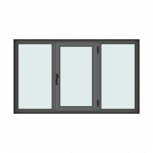 Fereastra 220x130cm, 3 canate, antracit, dreapta si rabatare, Klass, 7cm, 6 camere, 2 garnituri