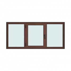 Fereastra 240x110cm, 3 canate, maro, nuc, stanga si rabatare, Klass, 7cm, 6 camere, 2 garnituri