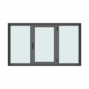Fereastra 240x140cm, 3 canate, antracit, dreapta si rabatare, Klass, 7cm, 6 camere, 2 garnituri - Img 1