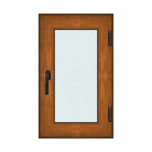 Fereastra 60x100cm, 1 canat, maro, stejar auriu, dreapta si rabatare, Klass, 7cm, 6 camere, 2 garnituri - Img 1