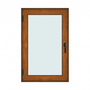 Fereastra 90x140cm, 1 canat, maro, stejar auriu, stanga si rabatare, Klass, 7cm, 6 camere, 2 garnituri