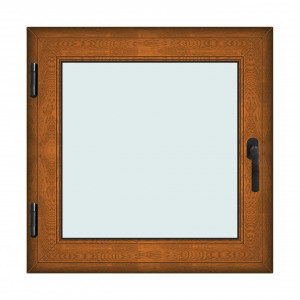 Fereastra 90x90cm, 1 canat, maro, stejar auriu, stanga si rabatare, Klass, 7cm, 6 camere, 2 garnituri