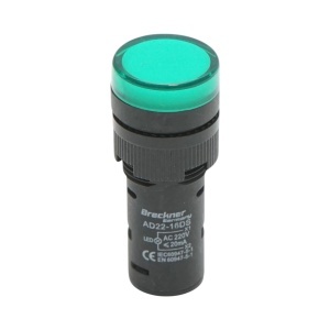 Indicator semnalizare LED verde 220V AC 16mm Breckner Germany, BRECKNER GERMANY, BK76617