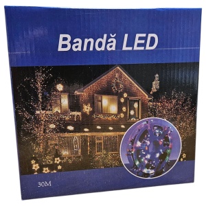 Instalație Luminoasă pe Rola – 30 m, 180 LED Multicolor, Model „Diamant”, Cablu Negru - Img 3