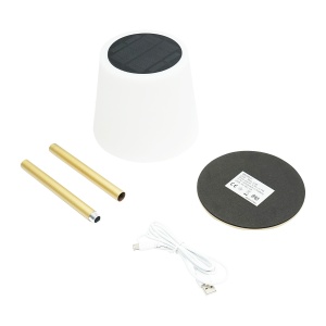 Lampa solara LED 2W, panou solar 0.7W, baterie 3.7V 1200mAh, USB 5V 1A, auriu, Cod: BK69931, Brand: BRECKNER GERMANY - Img 2