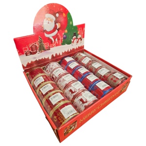 Panglică Crăciun – Roșu cu Auriu, Brăduți & Merry Christmas, 5 cm × 2.80 m - Img 2