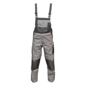 Pantaloni de lucru cu pieptar, salopeta din poliester cu bumbac, gri cu negru, S, Cod: BK77234, Brand: BRECKNER GERMANY