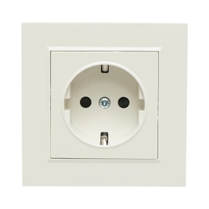 Priza schuko alba incastrata 220V, 16A, ABS 80x80mm, DISRP28 - Img 2