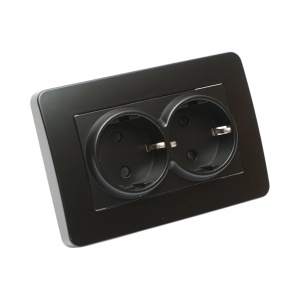 Priza schuko dubla neagra incastrata 220V, 16A, PC 83x150mm, DISRP70 - Img 4