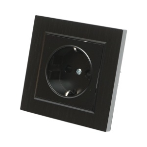 Priza schuko neagra incastrata 220V, 16A, ABS 80x80mm, DISRP39