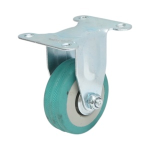 Roata fixa 50x16mm fara frana, cauciuc plin albastru, placa otel 65x50mm 27kg, DISVF75