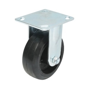 Roata fixa industriala 125x50mm fara frana, cauciuc plin negru, placa otel 115x100mm 130kg, DISVG25