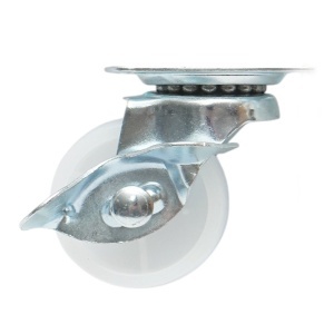Roata pivotanta 40x17mm cu frana, polipropilena alba, placa otel 45x38mm 20kg, DISVF97 - Img 7