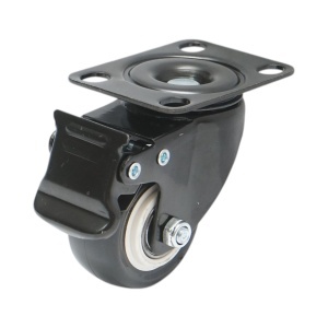 Roata pivotanta 50x24mm cu frana, PVC negru, placa otel 72x52mm 40kg, DISVG07