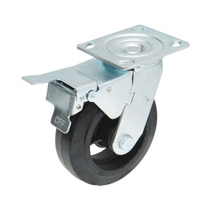 Roata pivotanta industriala 150x50mm cu frana, cauciuc plin negru, placa otel 115x100mm 200kg, DISVG30 - Img 5