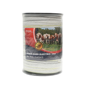 Rola banda alb-galben-negru, latime 20mm 5x0.3mm SS lungime 200m gard electric, Cod: BK87536,Brand: BAISAN - Img 1