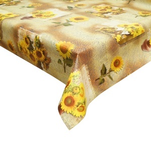 Rola fata de masa decorativa PVC 1.37x20m, grosime 0.18mm, textil 45 g/mp, model floarea soarelui Breckner Germany - Img 3