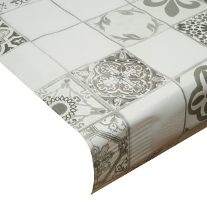 Rola fata de masa decorativa PVC 1.37x20m, grosime 0.18mm, textil 45 g/mp, model mozaic vintage Breckner Germany - Img 3