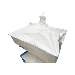 Sac big bag 95x95x140cm alb, capacitate 1000kg, tip U-Panel nelaminat, fusta incarcare, tub descarcare, DISUX11 - Img 3